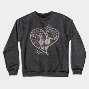 2 Cute Bunnies in a heart Crewneck Sweatshirt